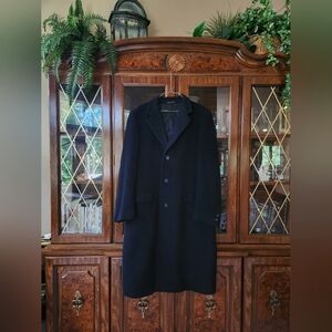Luxury Cashmere Navy Blue Trench Coat Jacket